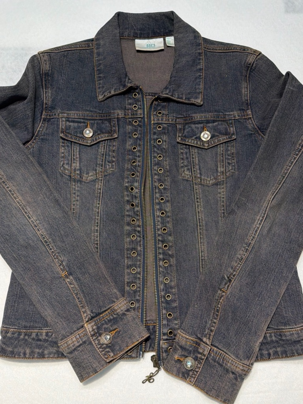 Vintage Jennifer Lopez Dark Blue Denim Jacket with Teal Label